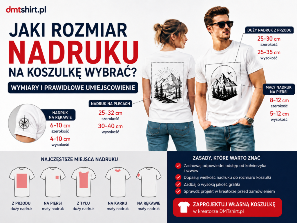 Rozmiary i prawidłowe umiejscowienie nadruku na koszulce