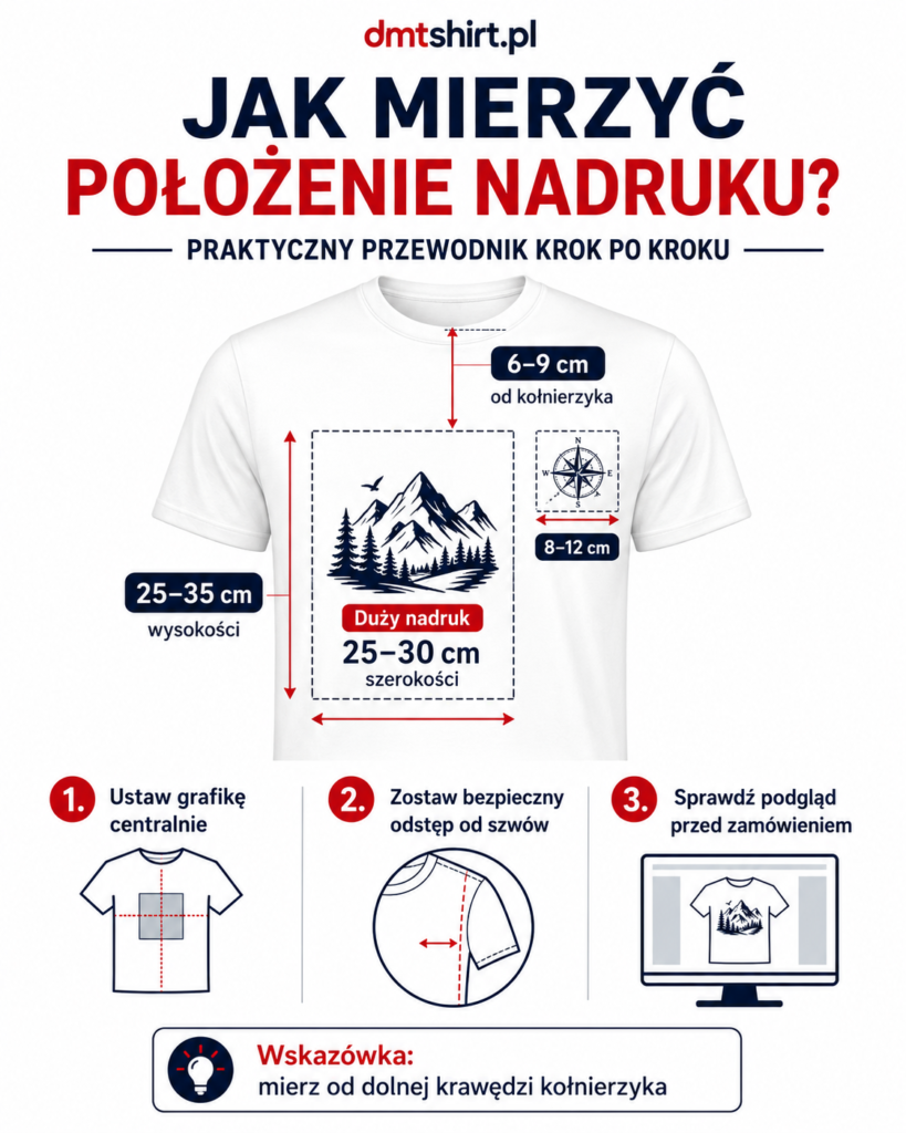 Jak zmierzyć położenie nadruku na koszulce