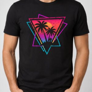Koszulka Neonowy Zachód z Palmami – retro synthwave