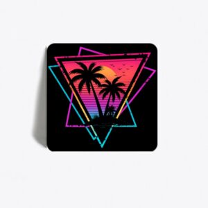 Neonowy Zachód z Palmami – magnes PLA z nadrukiem UV 3D