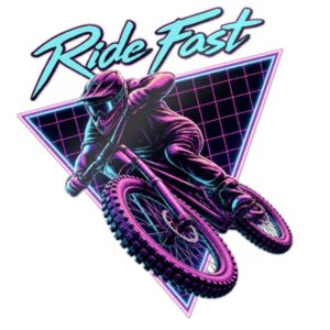 Naklejka Ride Fast Neon DH - Naklejka UV DTF MTB i Downhill 80 × 90 mm