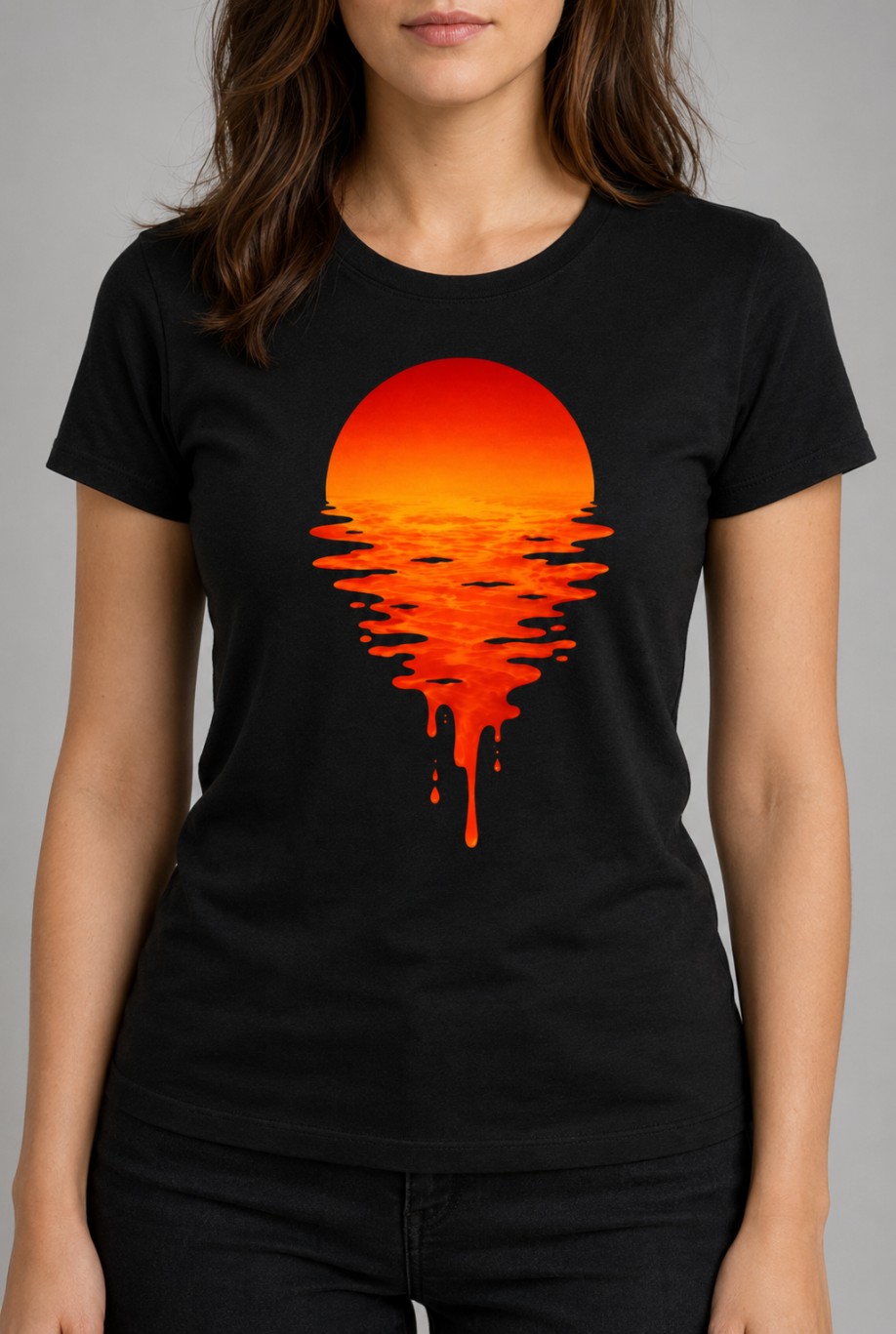 Sunset Drip – damska koszulka z zachodem słońca