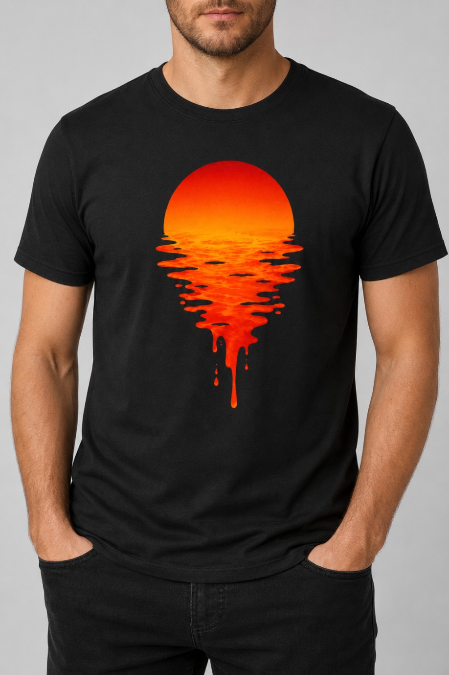 Sunset Drip – męska koszulka z zachodem słońca
