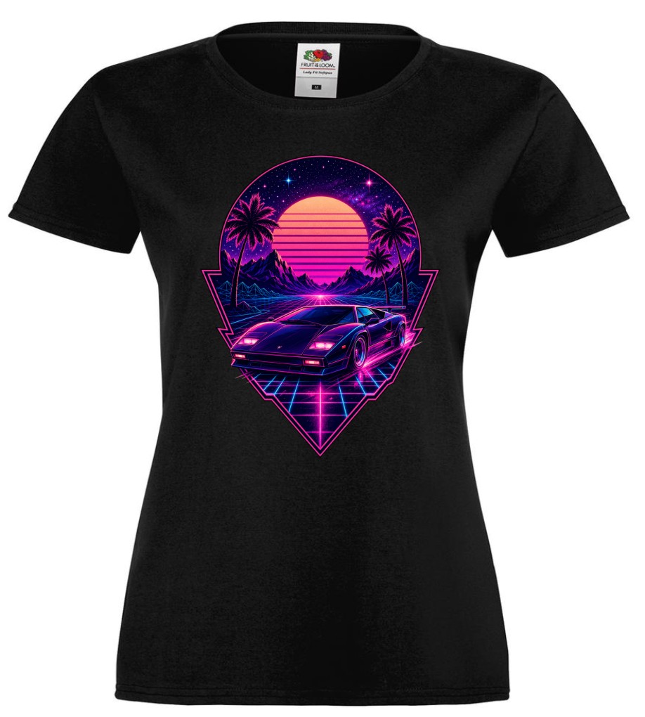 Neon Drive Synthwave 80s – koszulka damska retro wave - obrazek 2
