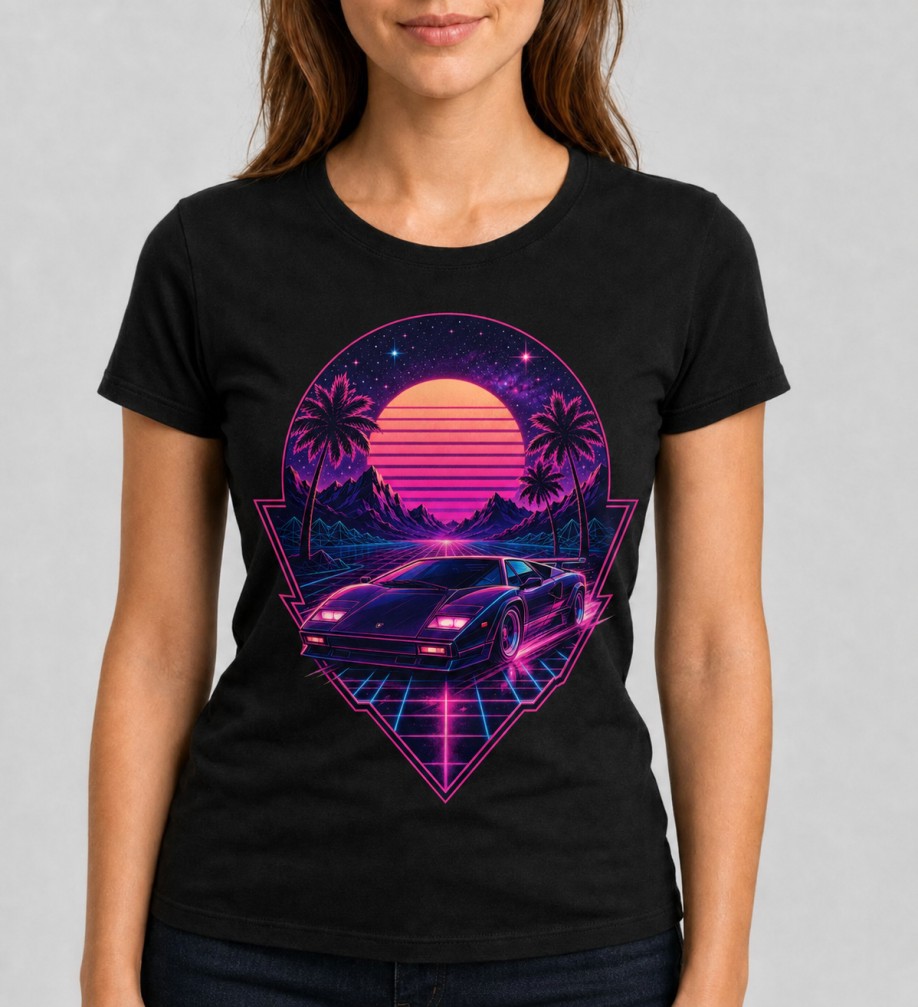 Neon Drive Synthwave 80s – koszulka damska retro wave
