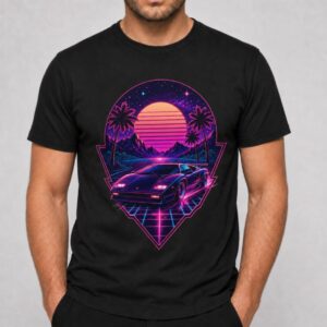Neon Drive Synthwave 80s – koszulka męska retro wave