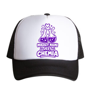 Między Nami Jest Chemia – czapka trucker dla nauczyciela chemii