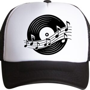 czapka Vinyl Vibes – trucker z płytą winylową i nutami